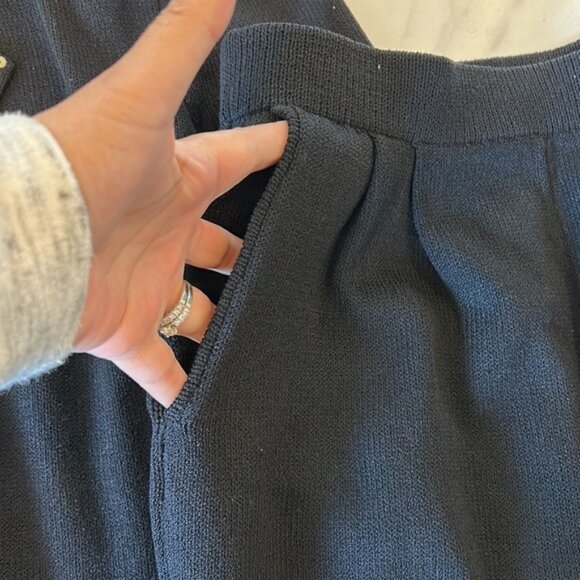 Vintage St. John knit Undersea Fantasia black pant suit blazer sequin 8 and pant - Picture 9 of 13